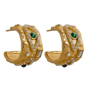 Malachite Evil Eye Earrings Stainless Steel